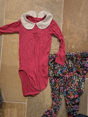 Posh Peanut Pink Bodysuit with White Lapel And Floral Skirted Pants